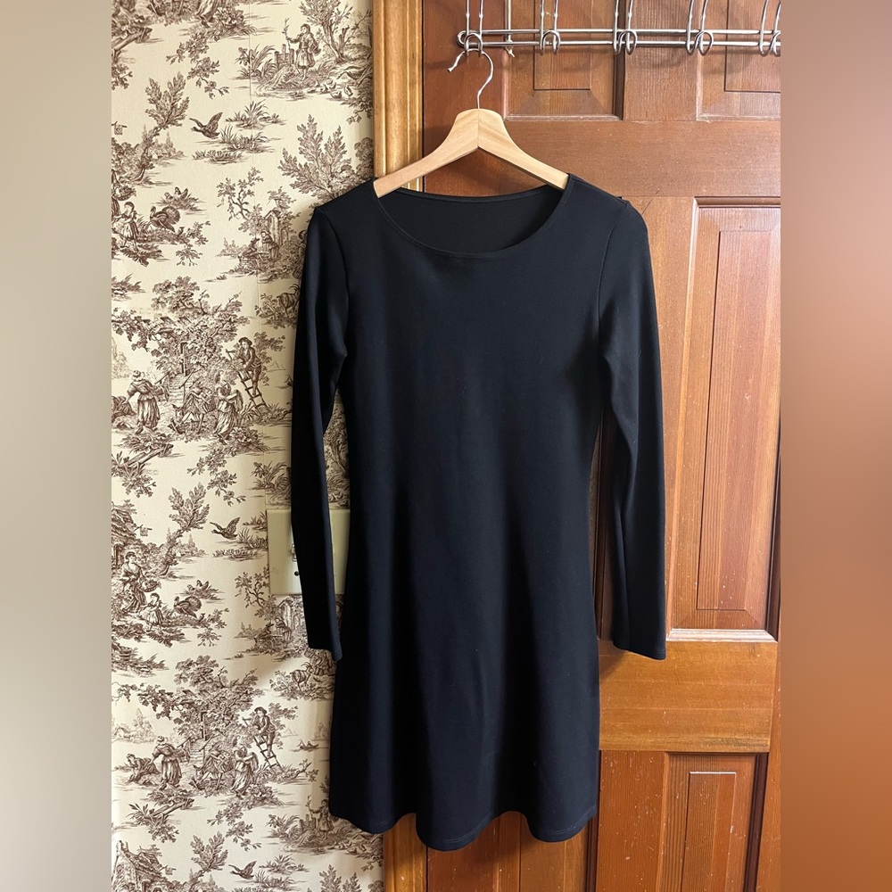 American Apparel Black Long Sleeve Mini A-line  Dress - Made in USA - Picture 2 of 4